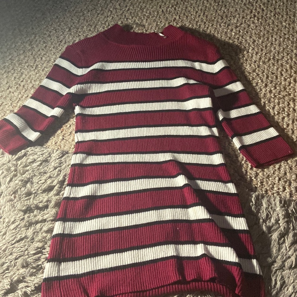 Red and white striped turtleneck